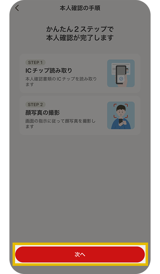 本人確認の手順画面