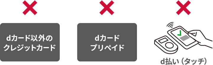 対象外：dカード以外のクレジットカード、dカード プリペイド、d払い（タッチ）