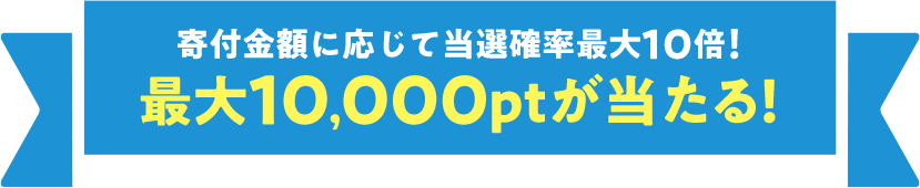 寄付金額に応じて当選確率最大10倍！最大10,000ptが当たる！