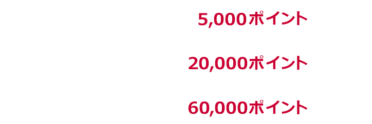 1回あたり上限5,000ポイント、1か月あたり上限20,000ポイント、期限中上限60,000ポイント