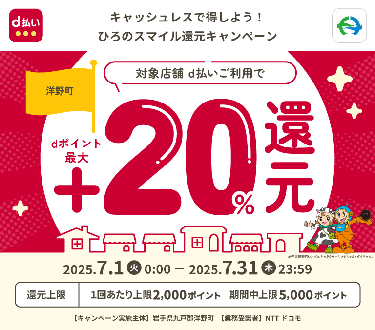 キャッシュレスで得しよう！ひろのスマイル還元キャンペーン