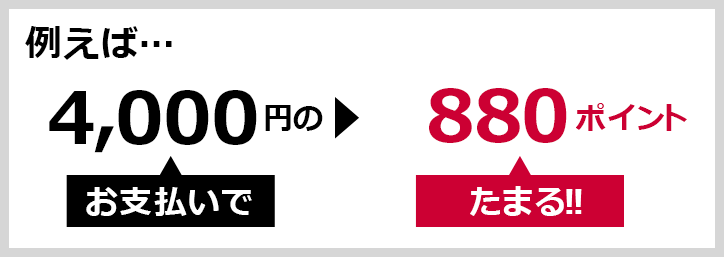 例えば… 4,000円のお支払いで▶880ポイントたまる!!