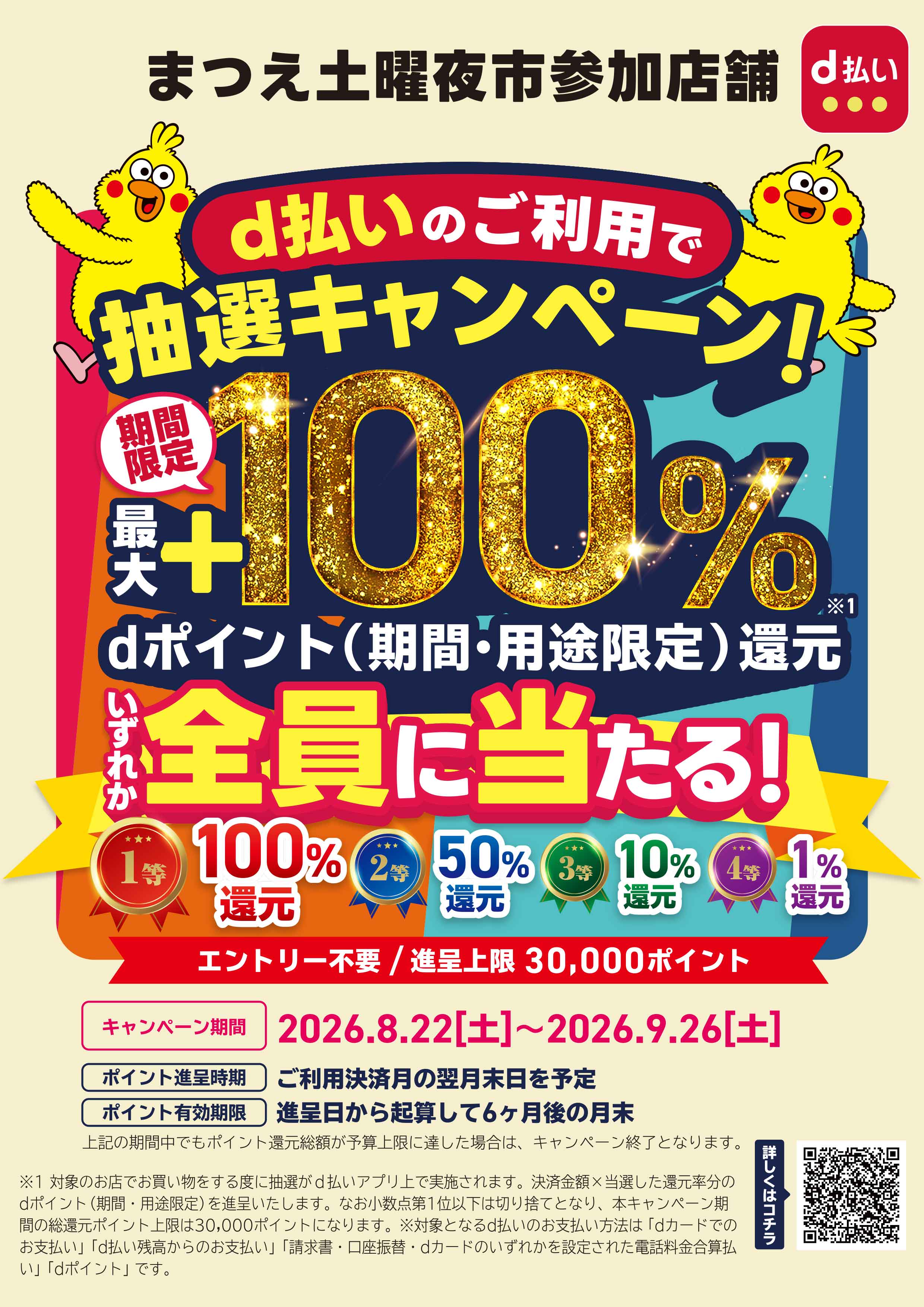 まつえ土曜夜市参加店舗限定！！d払いでお得にお買物を楽しもうキャンペーン