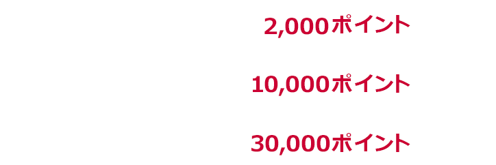 1回あたり上限2,000ポイント 1か月あたり上限10,000ポイント 期限中上限30,000ポイント