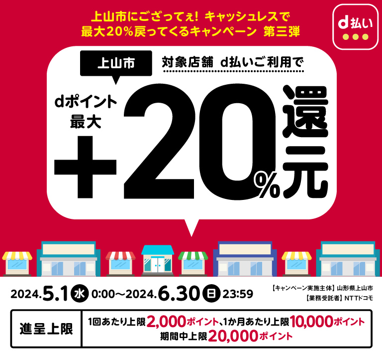 上山市にござってぇ！キャッシュレスで最大20％戻ってくるキャンペーン　第三弾