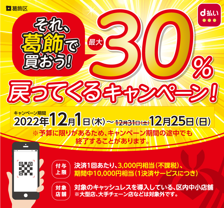 それ、葛飾で買おう！最大30%戻ってくるキャンペーン！