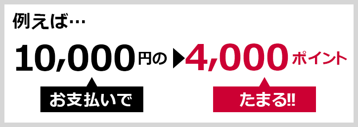 例えば…10,000円のお支払いで▶4,000ポイントたまる！！