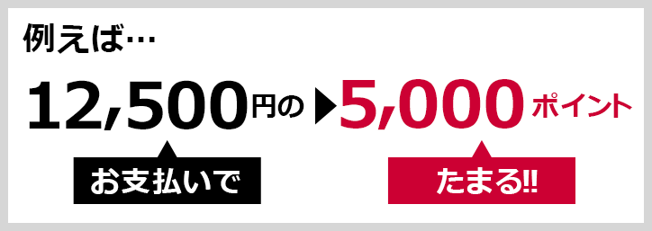 例えば…　12,500円のお支払いで▶5,000ポイントたまる！！