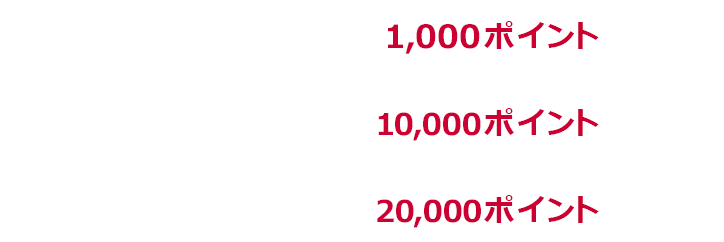 1回あたり上限1,000ポイント、1ヶ月あたり上限10,000ポイント、期限中上限20,000ポイント