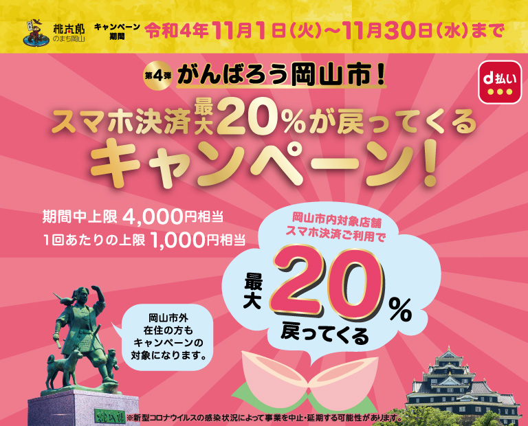 第4弾 がんばろう岡山市 スマホ決済最大 が戻ってくるキャンペーン