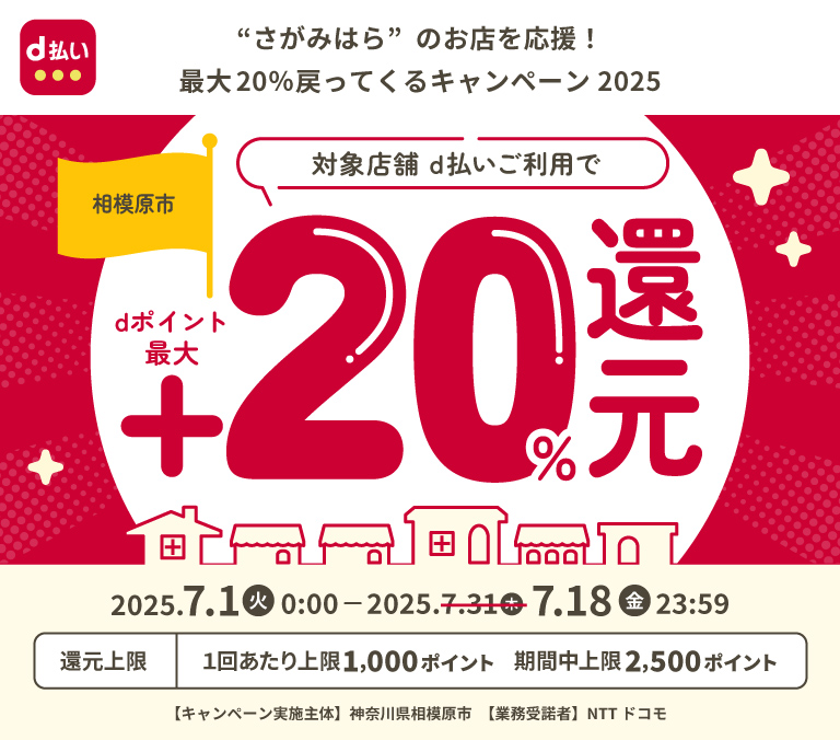 "さがみはら"のお店を応援！最大20％戻ってくるキャンペーン 2025