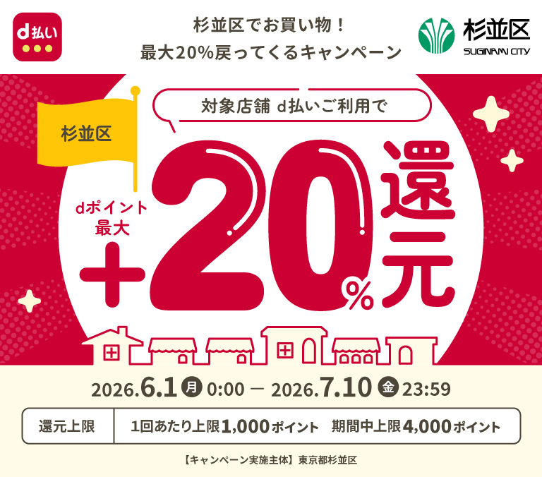 杉並区でお買い物！最大20％戻ってくるキャンペーン