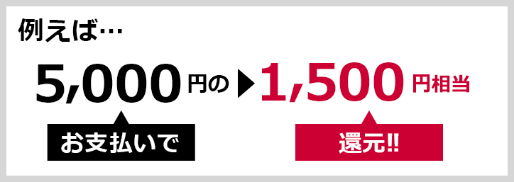 例えば… 5,000円のお支払いで▶1,500ポイントたまる！！