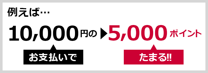 例えば… 10,000円のお支払いで▶5,000ポイントたまる！！