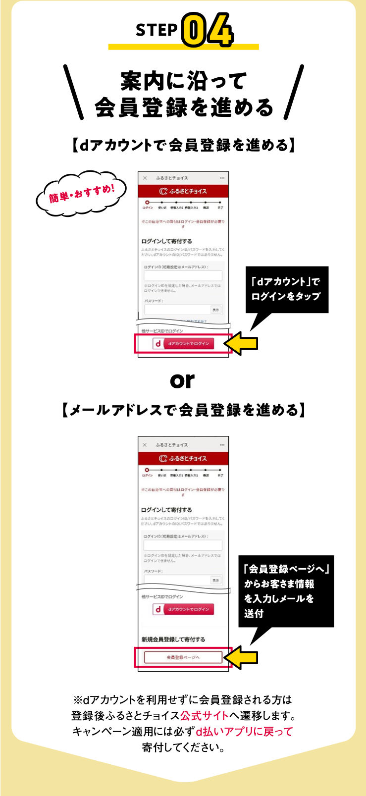 案内に沿って会員登録を進める
