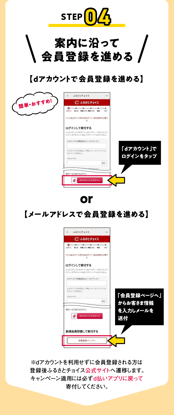 案内に沿って会員登録を進める