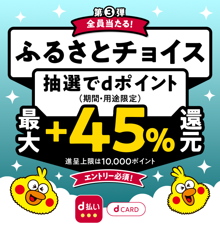 全員に当たる！抽選で最大＋45%還元​|２０２４ふるさとチョイス年末キャンペーン【第3弾】│キャンペーン期間 2024年11 月26日（火）0：00～2024年12月31日（火）23：59