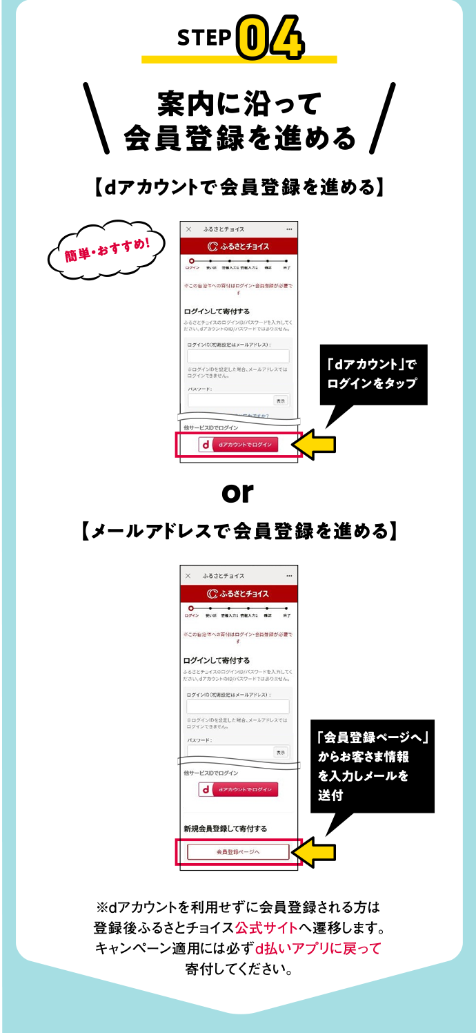 案内に沿って会員登録を進める