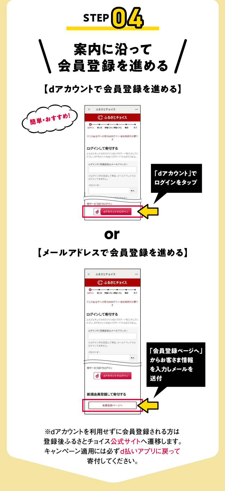 案内に沿って会員登録を進める