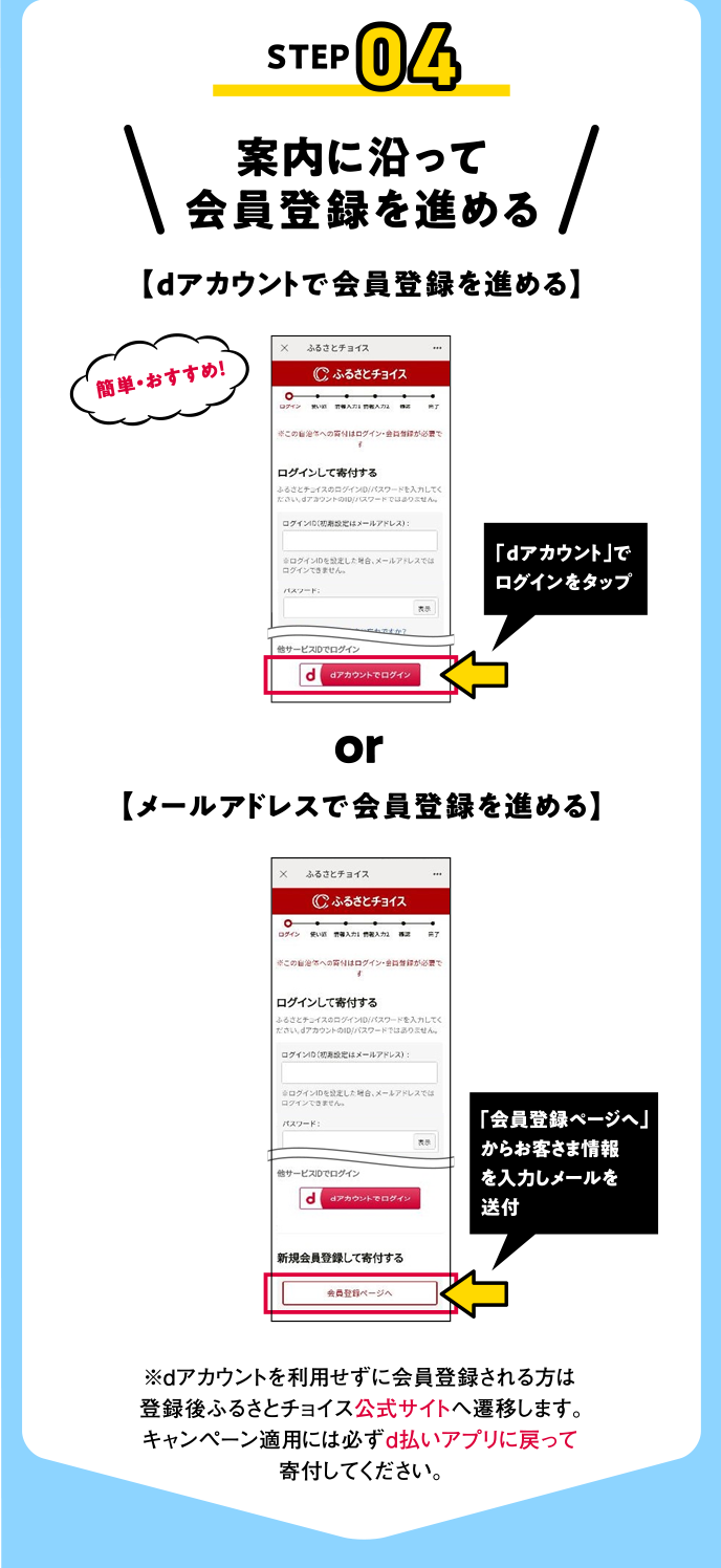 案内に沿って会員登録を進める