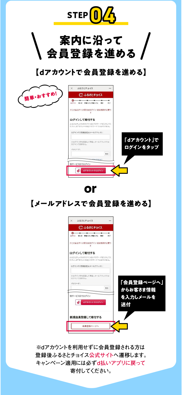 案内に沿って会員登録を進める