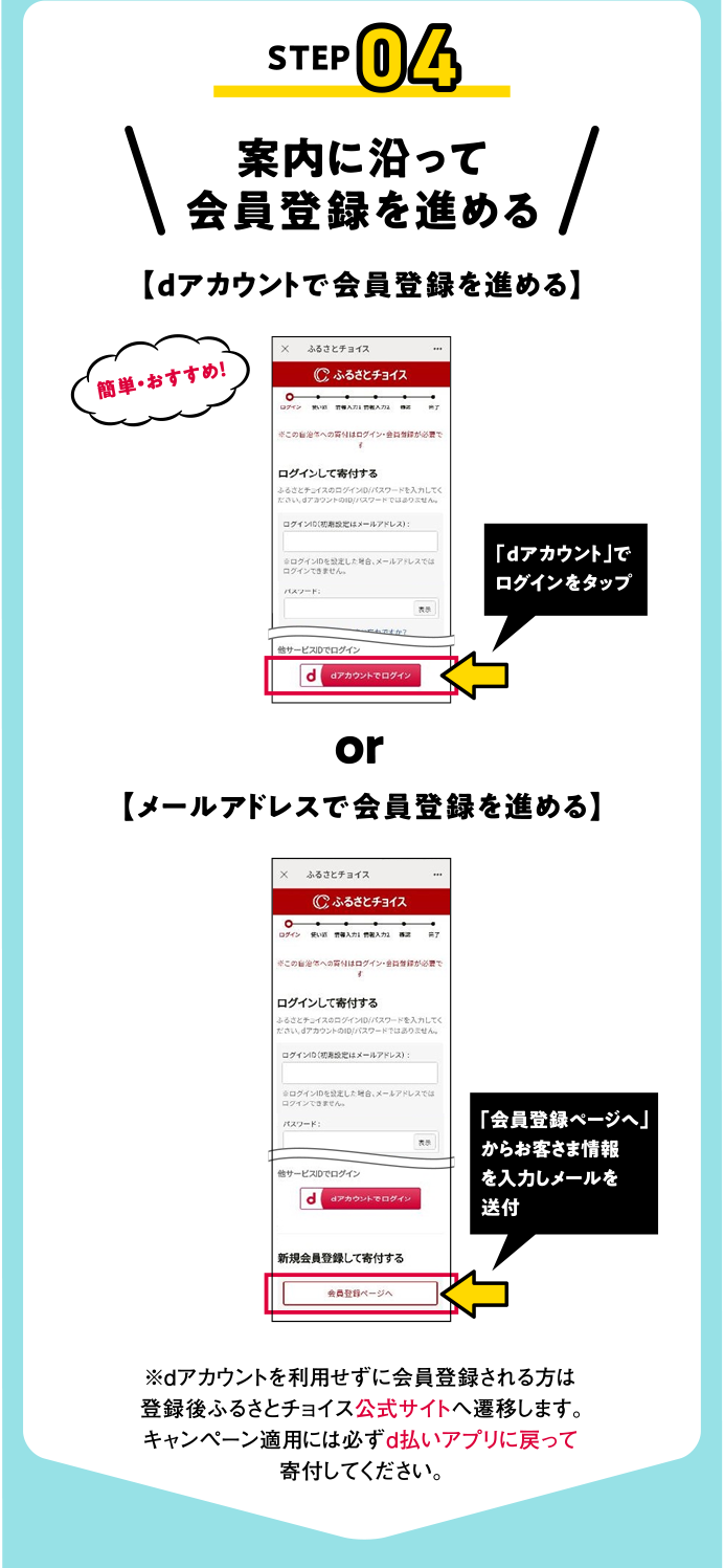 案内に沿って会員登録を進める