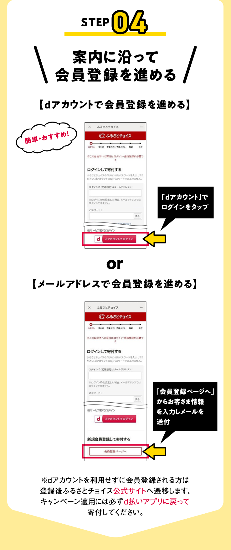 案内に沿って会員登録を進める
