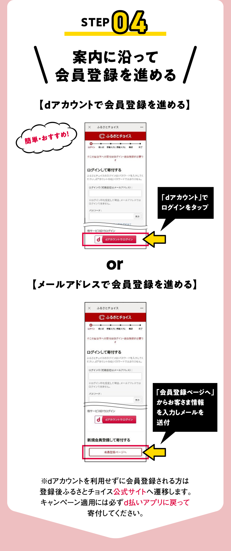 案内に沿って会員登録を進める