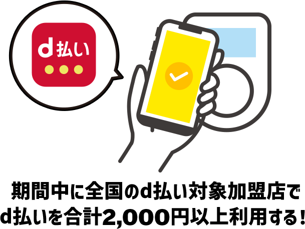 期間中に全国のd払い対象加盟店でd払いを合計2,000円以上利用する！