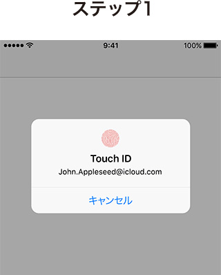 Apple ID/パスワードを入力、もしくはTouch IDでサインインします。