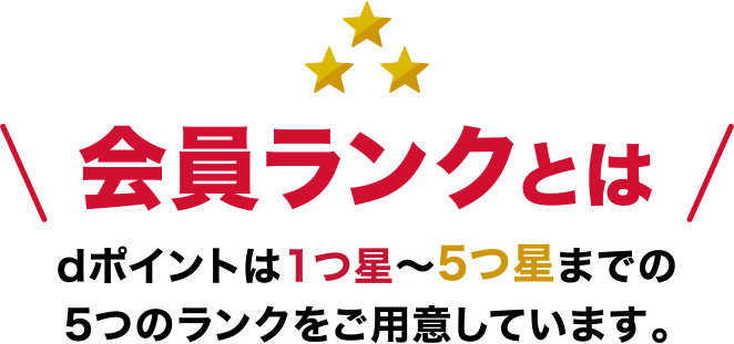 会員ランクとは dポイントは1つ星～5つ星までの5つのランクをご用意しています。
