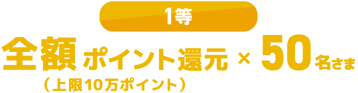 1等 全額ポイント還元×50名さま(上限10万ポイント)