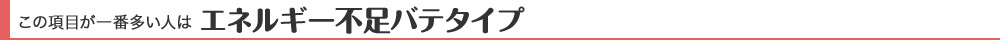 この項目が一番多い人はエネルギー不足バテタイプ