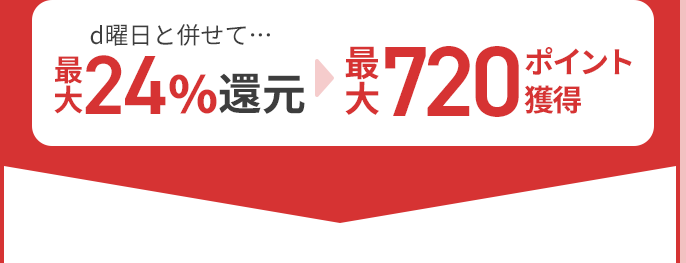 d曜日と併せて…最大24％還元 最大720ポイント獲得