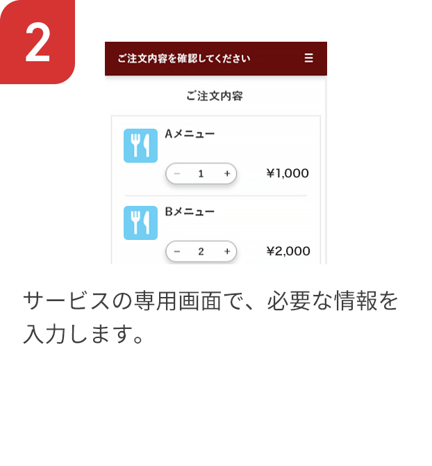 2 サービスの専用画面で、必要な情報を入力します。