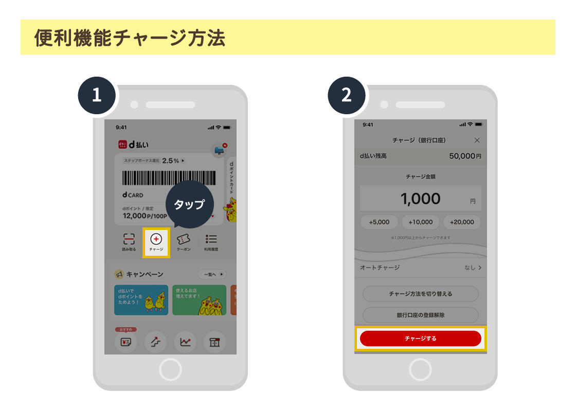 便利機能チャージ方法