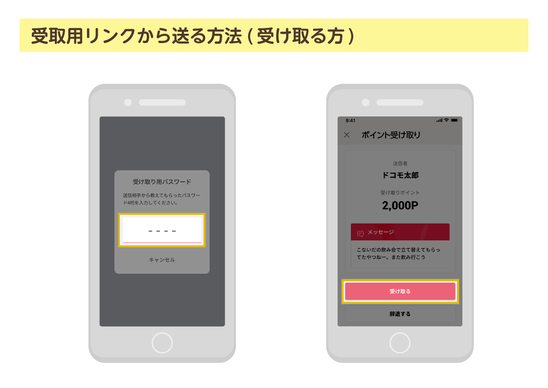 受取用リンクから送る方法(受け取る方)