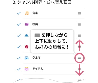 3. ジャンル削除・並べ替え画面