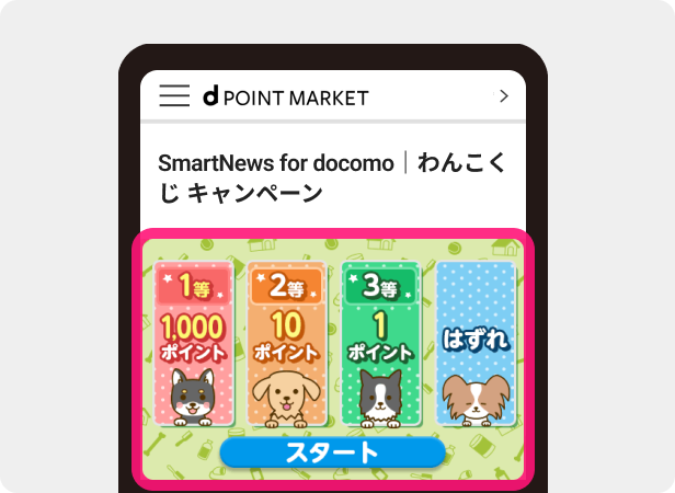 スタート画面をタップしてくじを回す