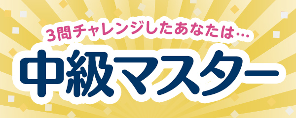 3問チャレンジしたあなたは・・・中級マスター