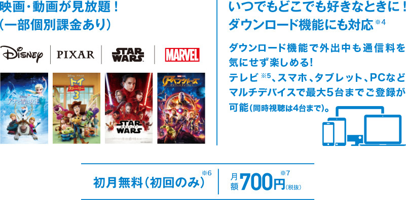 映画・動画が見放題!※(一部個別課金あり)