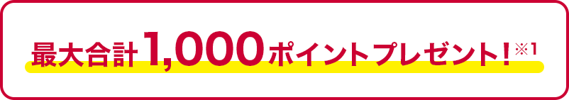 最大合計1,000ポイントプレゼント!